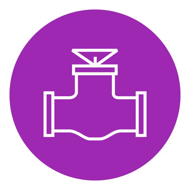 Vector illustration of Gas pipe valve line icon