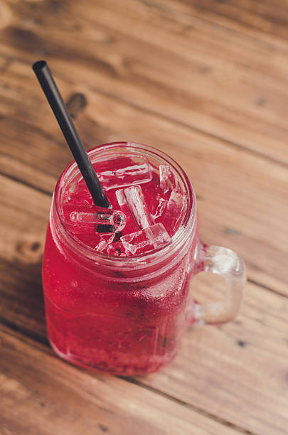istock Strawberry italian soda on wood table 521616834