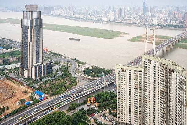 istock overlooking the vehicle motion blur on shanghai elevated road junction 521617546