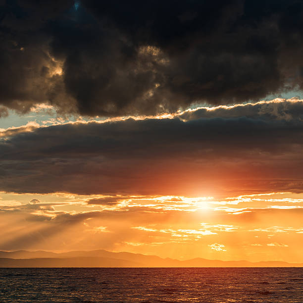 istock Beautiful sunset at the Adritic sea, Croatia 521618537