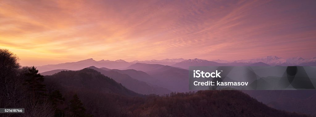 The beautiful sunrise in the Caucasus mountains Sunrise - Dawn Stock Photo