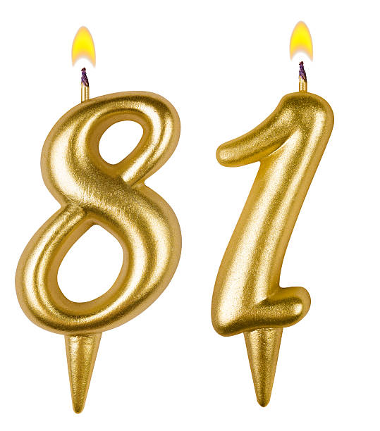 istock Birthday candles number eighty one isolated on white background 521620483