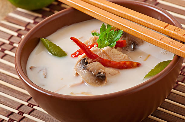 istock Thai soup with chicken and mushrooms 521621557