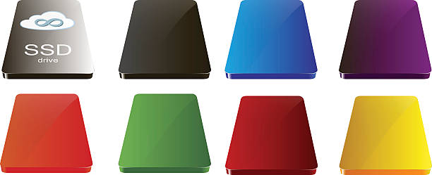 illustrations, cliparts, dessins animés et icônes de couleur ssd lecteurs - prise scsi