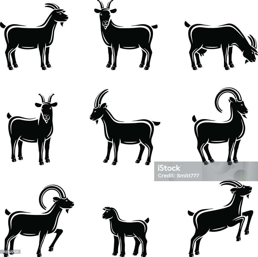 Goat Shape Goat Set Vector Stock Illustration - Download Image Now - Agriculture ...