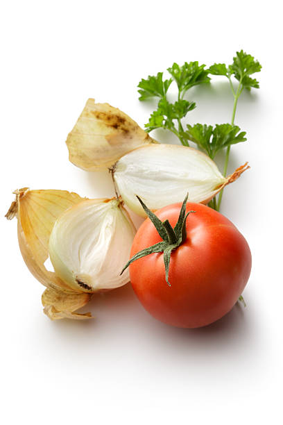 istock Ingredients: Tomato, Onion and Parsley Isolated on White Background 521623064