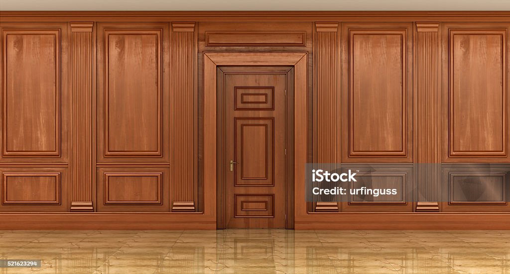 Fragment of the interior Fragment of the interior of classic wood panels on the wall. decor element Wood Paneling Stock Photo