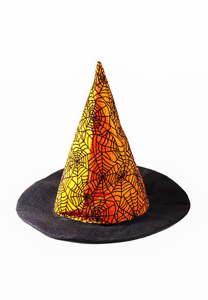 istock Halloween witch hat in orange color 521623513