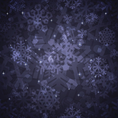 Awesome Shiny Dark Snowflakes Seamless Pattern for Winter or Christmas Design.