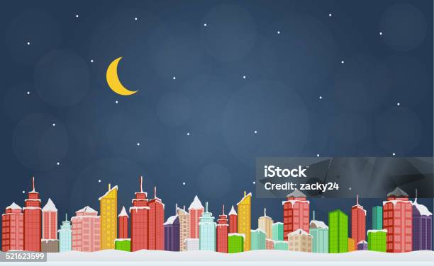 City With Mountain At Night Stock Illustration - Download Image Now - Apartment, Architecture, Asia