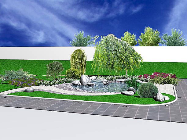 istock Hardscapes and koi pond, 3d rendering 521623958