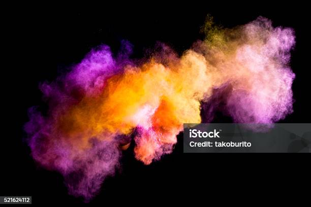 Colorful Powders Stock Photo - Download Image Now - Smoke - Physical Structure, Purple, Exploding