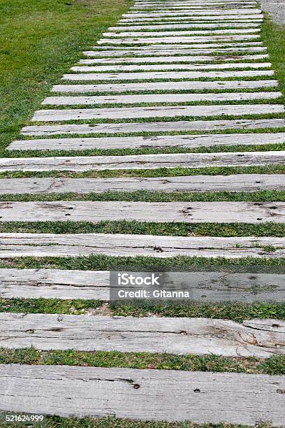 Garden Wooden Sleepers Stock Photo - Download Image Now - Backgrounds, Decoration, Footpath