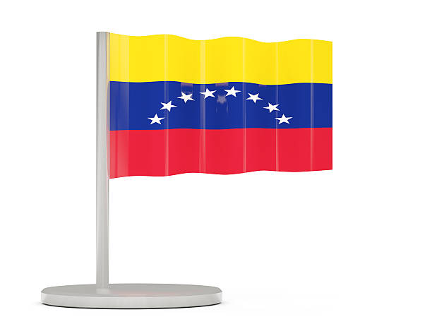 Pin with flag of venezuela. 3D illustration