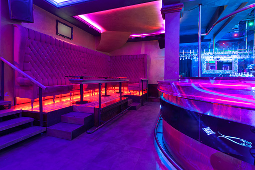 Nightclub with colorful lights