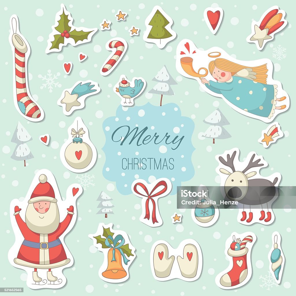 Christmas cartoon stickers with Santa Claus Christmas cartoon stickers with Santa Claus. EPS 10. No transparency. No gradients. Backgrounds stock vector