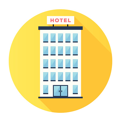 Flat & Long Shadow Hotel Building Icon