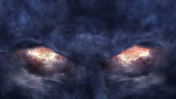 Eyes of the devil A picture of stormy clouds that formed the image of scary devil face evil stock pictures, royalty-free photos & images