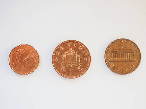 monete da un centesimo - one pence coin coin british coin uk foto e immagini stock