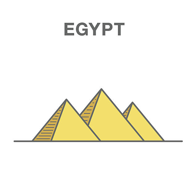 Pyramids from the Giza Plateau color illustration General view of pyramids from the Giza Plateau color illustration  pyramid of mycerinus stock illustrations