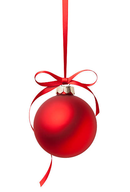 Red Christmas ball Red Christmas ball with bow. Image made ​​using photos at native resolution. christmas ornament stock pictures, royalty-free photos & images
