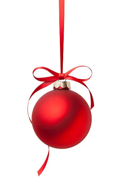 Red Christmas ball with bow. Image made ​​using photos at native resolution.