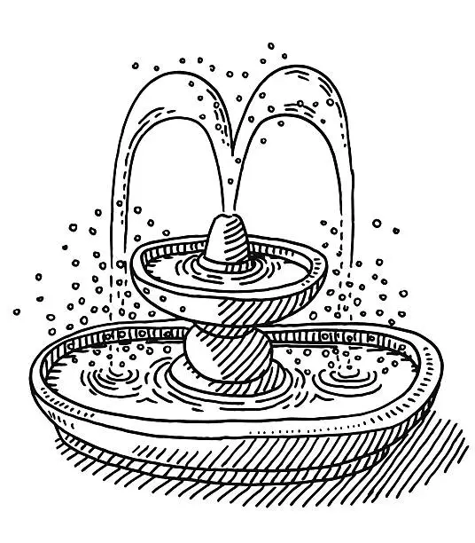 Vector illustration of Water Fountain Drawing