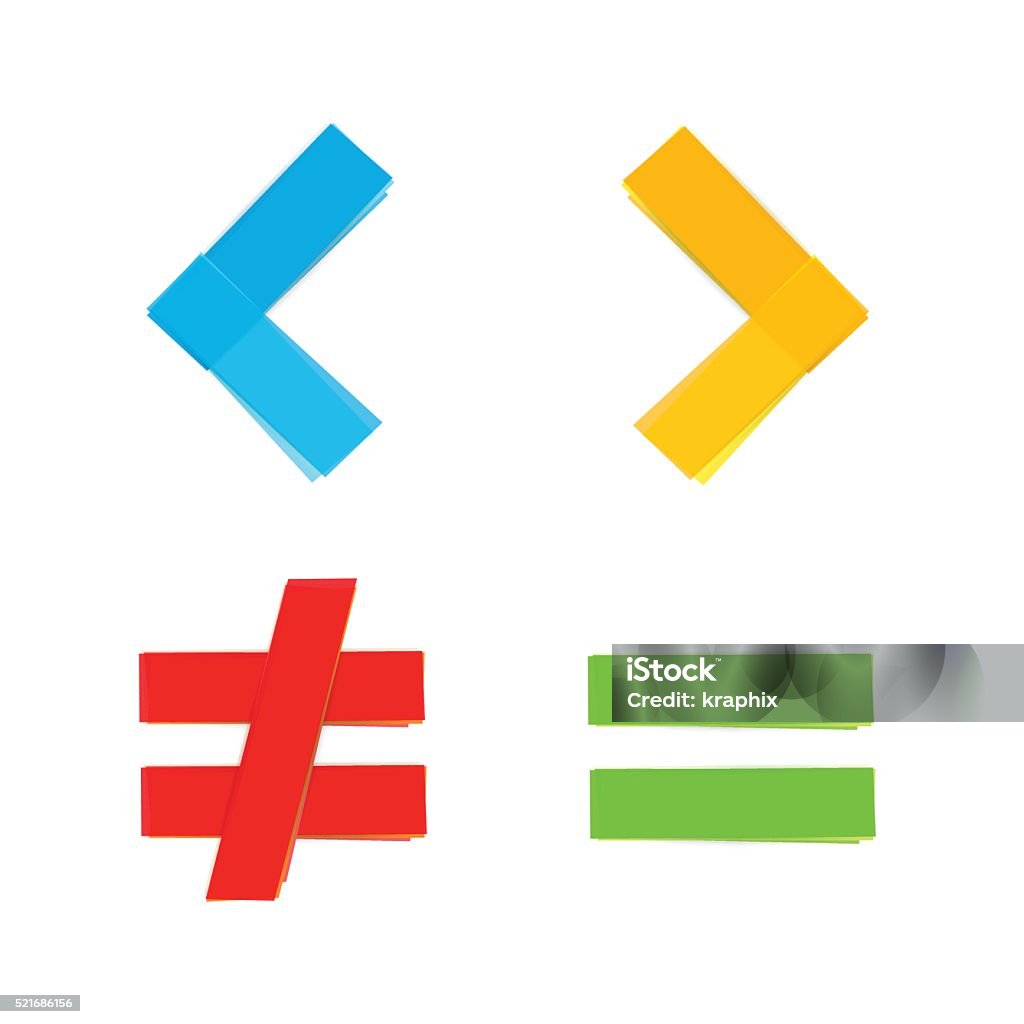 ≥ Math Basic Mathematical Symbols Equal Less Greater Stock Illustration ...