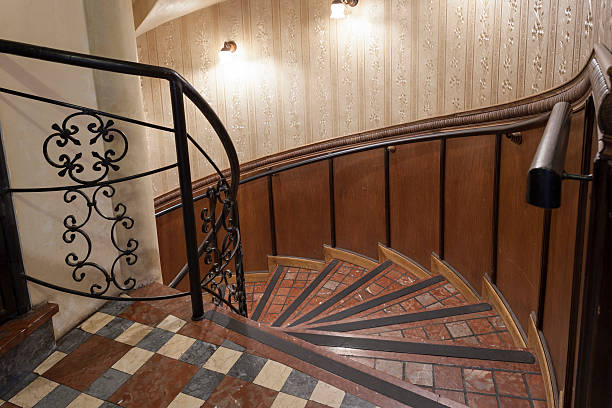istock Spiral stairs shot from top 521686615