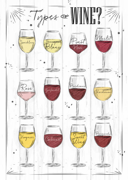 illustrazioni stock, clip art, cartoni animati e icone di tendenza di poster di vino - wine bottle bottle burgundy wine