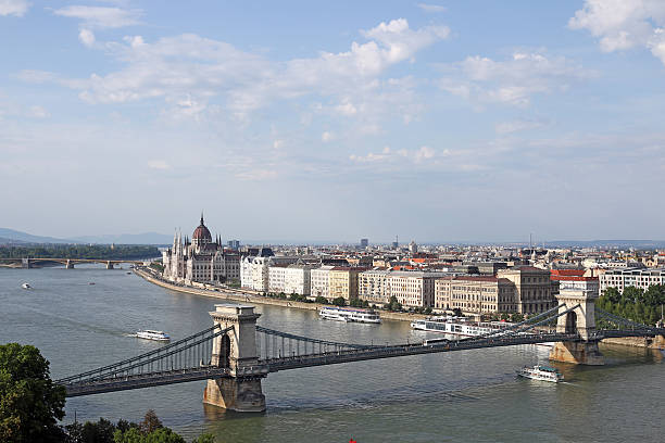 istock Chain bridge on Danube river Budapest cityscape Hungary 521687374