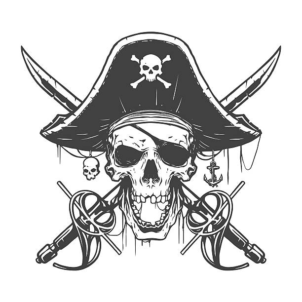 Skull pirate illustration Skull pirate illustration in vector pirate criminal illustrations stock illustrations