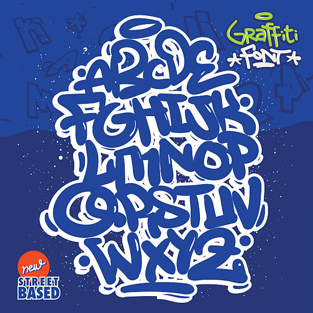 graffiti czcionki - typescript graffiti computer graphic label stock illustrations