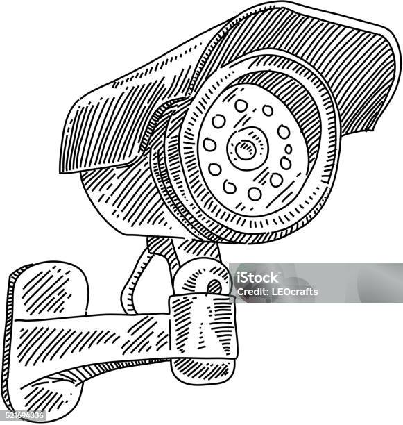 Cctv Drawing Stock Illustration - Download Image Now - Security Camera, Drawing - Art Product, Black And White