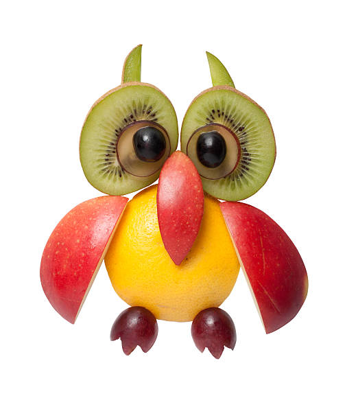 istock Owl made of apple, grape and kiwi 521694968