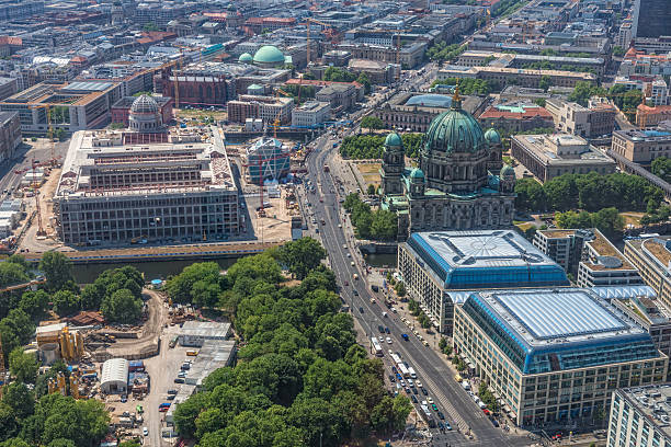 Berlin Stadtschloss building area with Humboldt Box and Cathedral