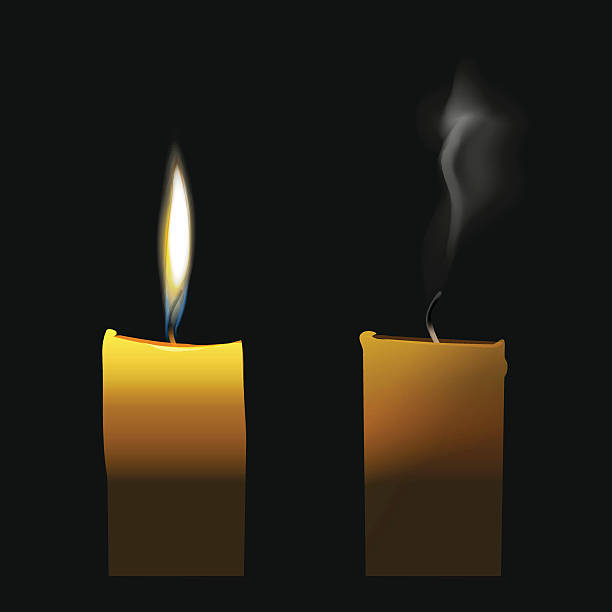 реалистичные свеча горящий и вымерший отводит с прозрачными дым - memorial vigil candlelight candle memorial service stock illustrations