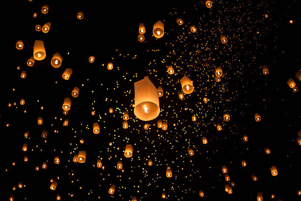 istock Floating asian lanterns in Chiang Mai Thailand 521697299
