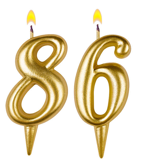 istock Birthday candles number eighty six isolated on white background 521697315