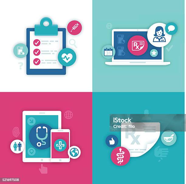 Health Information Symbols Stock Illustration - Download Image Now - Healthcare And Medicine, Medical Exam, Prescription Medicine