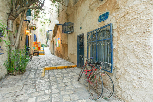 Tel Aviv, Israel - November 2, 2014 : Typical view of Jaffa's narrow old alley. Jaffa is part of Tel Aviv, Located to the south and known as an ancient port city that goes back to the bronze age. 