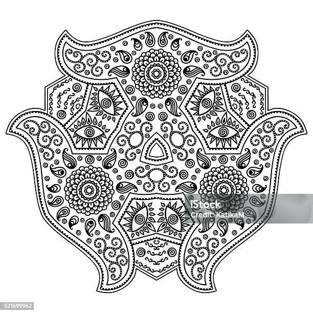 Vector Henna Tatoo Mandala Mehndi Style Stock Illustration - Download Image Now - Abstract, Arts Culture and Entertainment, Border - Frame