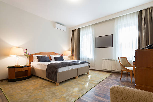 istock Interior of a double bed hotel room 521700626