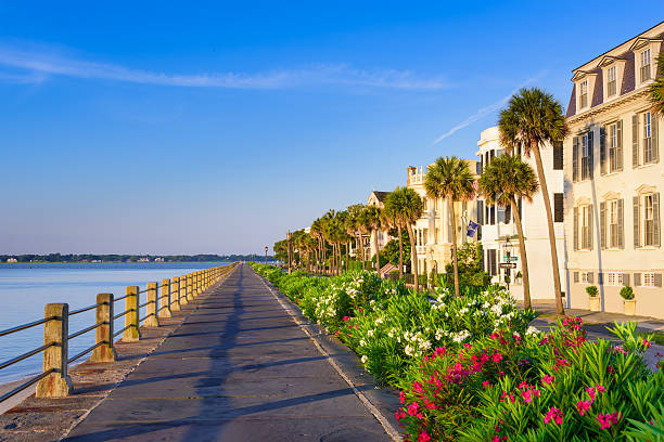 Charleston on the Battery Charleston, South Carolina, USA at the historic homes on The Battery. charleston south carolina stock pictures, royalty-free photos & images