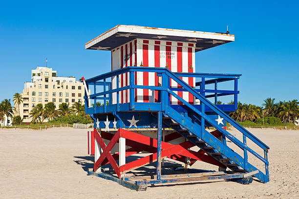 istock Patriotic Lifeguard Tower In Miami, Florida 521702555
