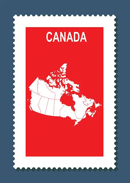 Vector illustration of Canada Map Silhouette, Stamp