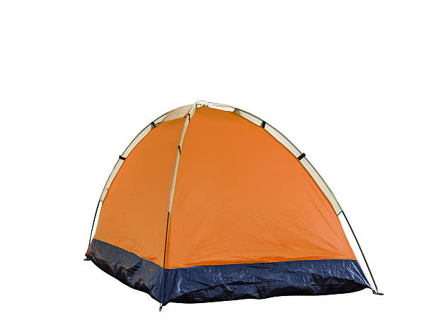 istock Isolated orange dome tent on white 521706728