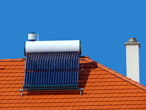 Solar cells for ecological energy,  Solar energy water heater  and chimney