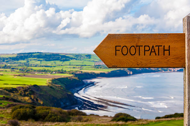 istock Footpath direction sign in English countryside 521709711