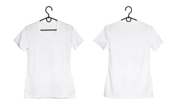 istock white woman t-shirt on hanger 521710128